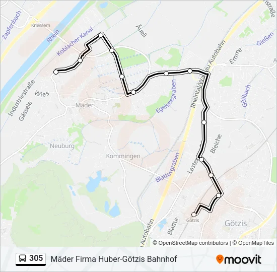 305 Bus Line Map