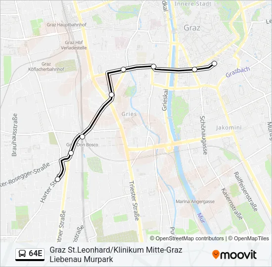 64E Bus Line Map
