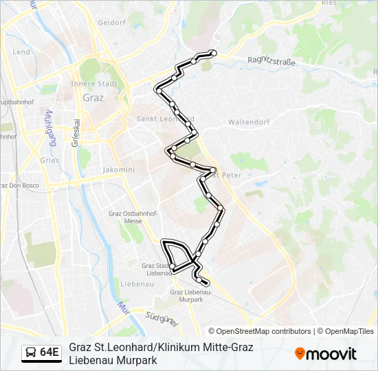 64E Bus Line Map