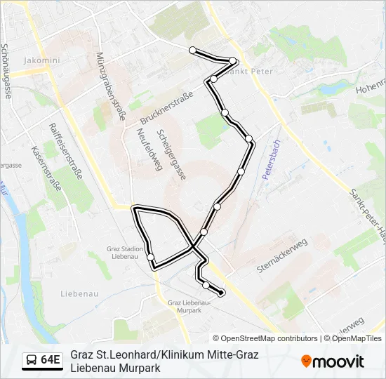 64E Bus Line Map