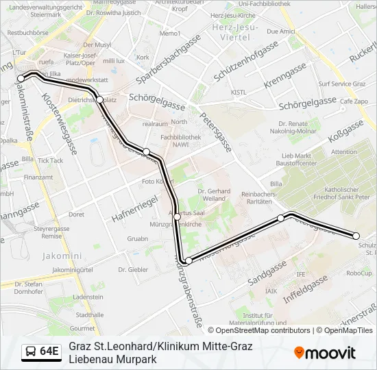 64E Bus Line Map