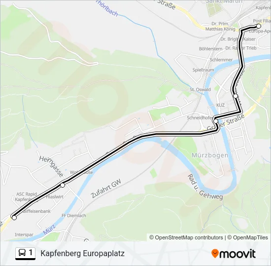 1 Bus Line Map