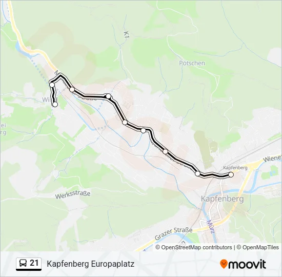 21 Bus Line Map