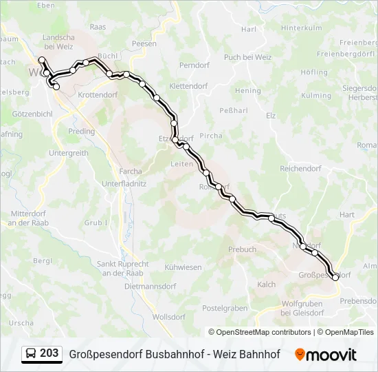 203 Bus Line Map