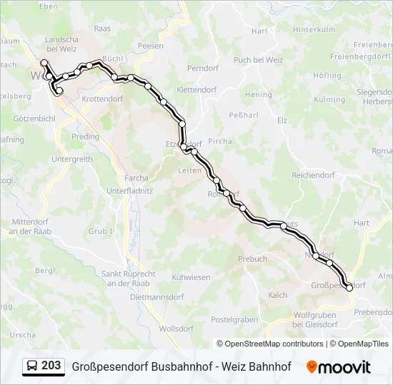 203 Bus Line Map