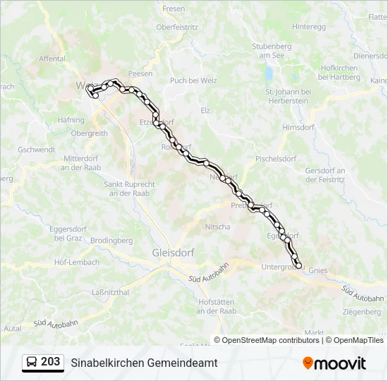 203 Bus Line Map