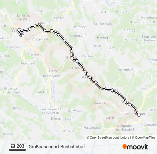 203 Bus Line Map