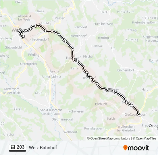 203 Bus Line Map