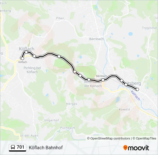 701 Bus Line Map