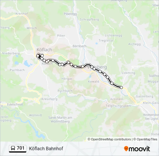 701 Bus Line Map
