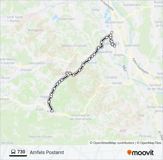 730 Bus Line Map