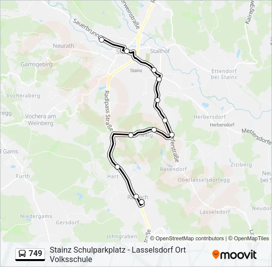 749 Bus Line Map