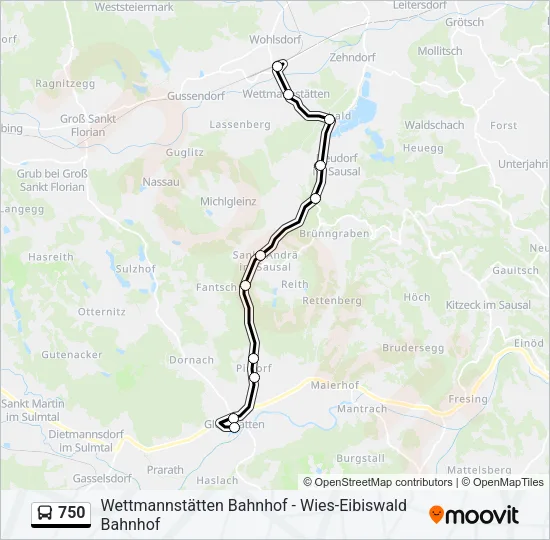 750 Bus Line Map
