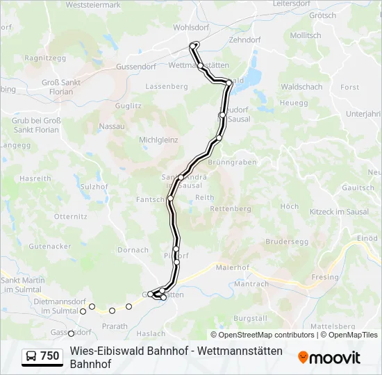 750 Bus Line Map