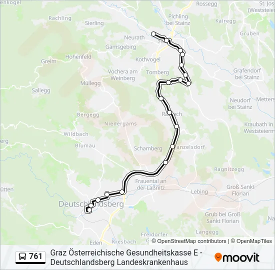 761 Bus Line Map