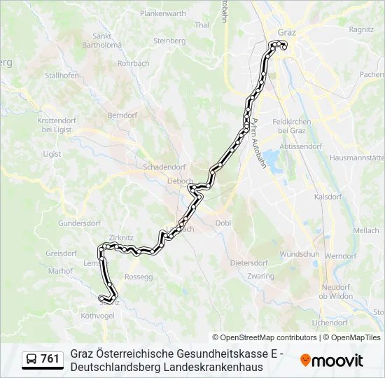761 Bus Line Map