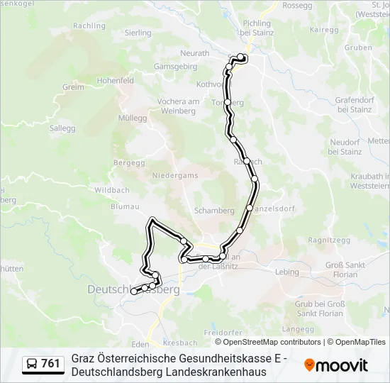 761 Bus Line Map