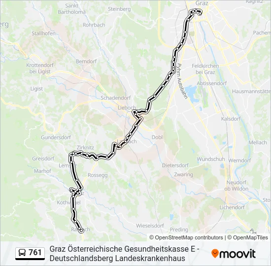 761 Bus Line Map