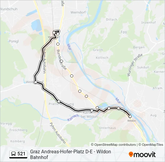 521 Bus Line Map