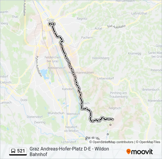 521 Bus Line Map