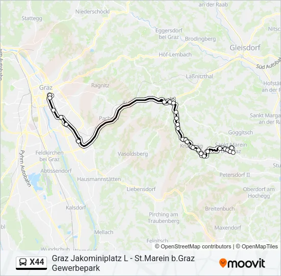 X44 Bus Line Map