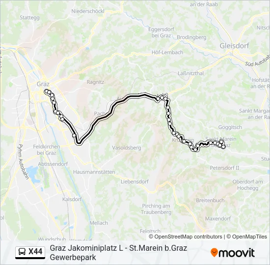 X44 Bus Line Map