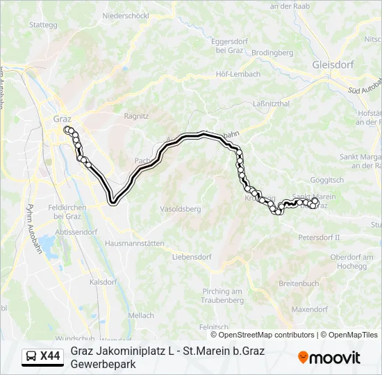 X44 Bus Line Map