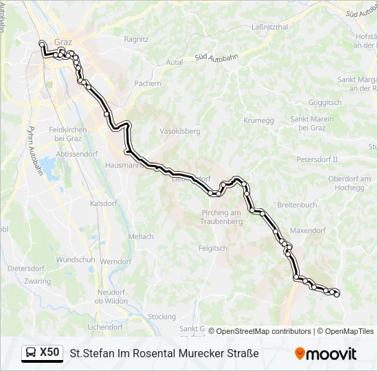 X50 Bus Line Map