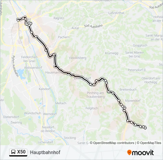 X50 Bus Line Map