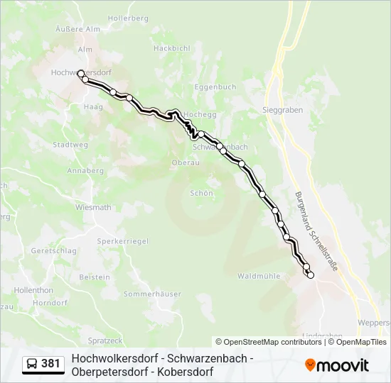 381 Bus Line Map