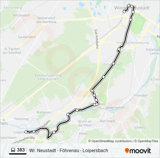 383 Bus Line Map