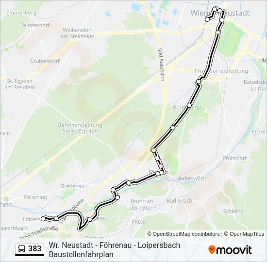 383 Bus Line Map