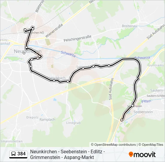 384 Bus Line Map