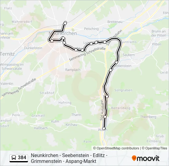 384 Bus Line Map