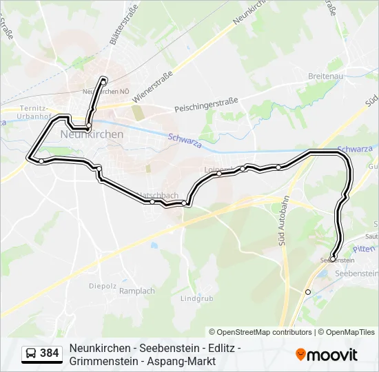 384 Bus Line Map