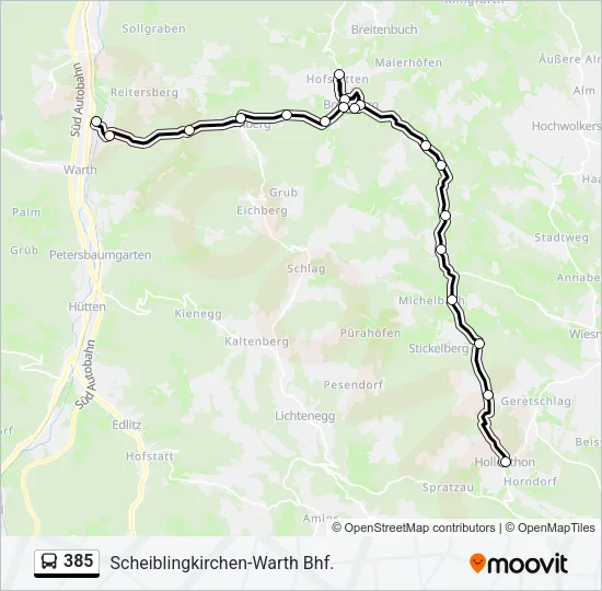 385 Bus Line Map