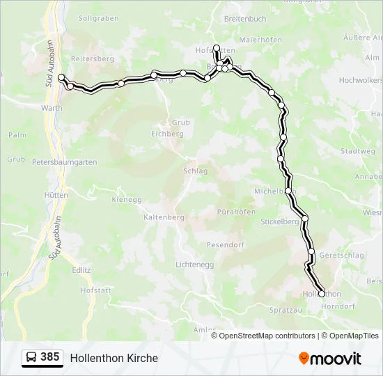 385 Bus Line Map