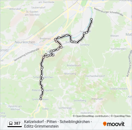 387 Bus Line Map