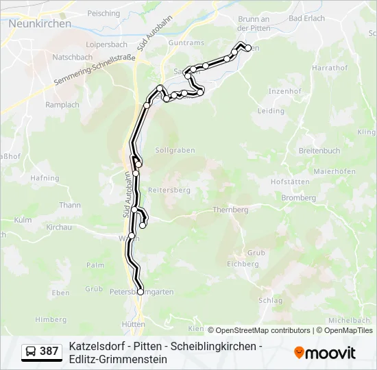 387 Bus Line Map