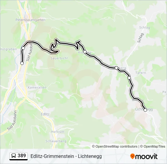 389 Bus Line Map