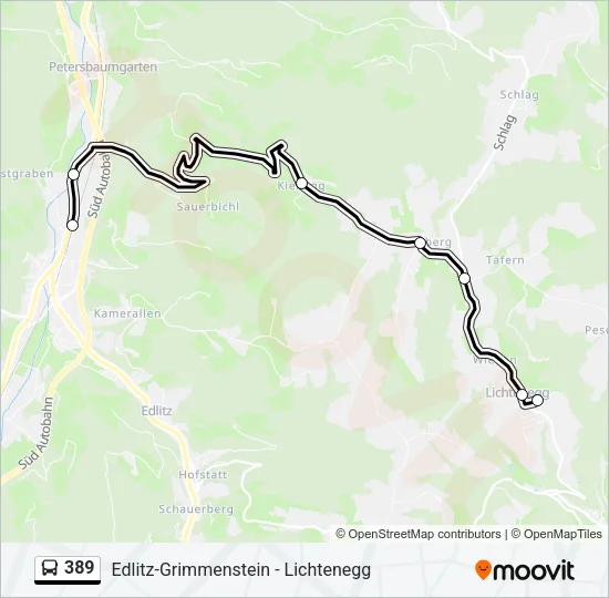389 Bus Line Map