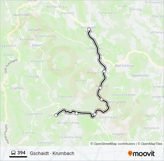 394 Bus Line Map