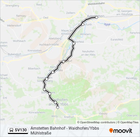 Buslinie SV130 Karte