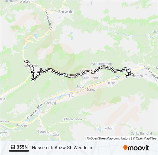 355N bus Line Map