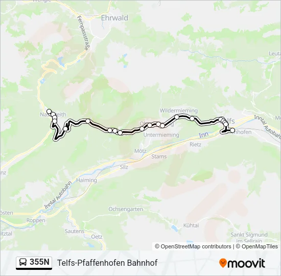355N Bus Line Map
