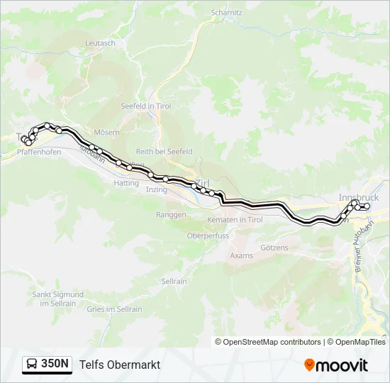 350N Bus Line Map