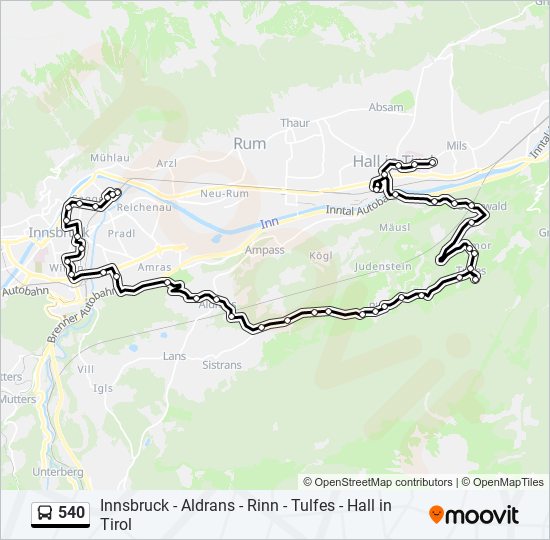 540 Route Fahrpläne, Haltestellen & Karten Innsbruck Kletterzentrum