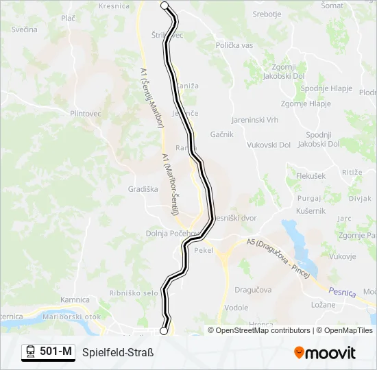501-M Train Line Map