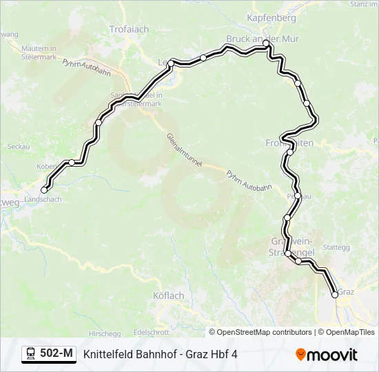 502-M Train Line Map