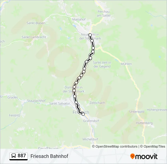 887 Bus Line Map